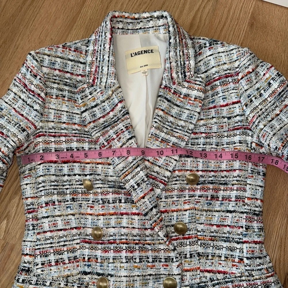 L'AGENCE Kenzie Tweed Double Breasted Blazer Corporate Work Office Career Size 2 - Picture 7 of 15